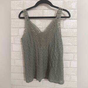 Sage Green Green Crochet Detail tank top Size XS Stretchy #0252